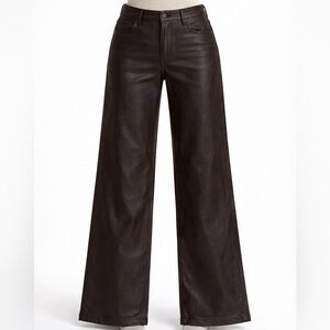 Kut From The Kloth Brown Faux Leather High Rise Wide Leg Pants Size 10